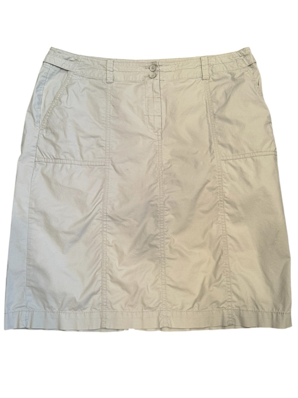 Talbots Neutral Cream A-Line Utility Skirt Pockets Summer Staple Stretch Sz 14